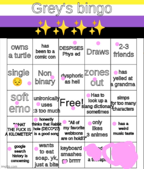 ... a lot of us are very similar, arent we? | image tagged in greys bingo | made w/ Imgflip meme maker