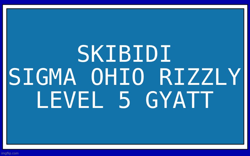 Very funny | SKIBIDI SIGMA OHIO RIZZLY LEVEL 5 GYATT | image tagged in fries_bfdi's blue text temp | made w/ Imgflip meme maker