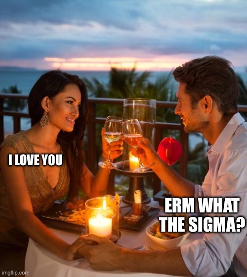 71 Romantic And Creative Date Night Ideas For Married Couples | I LOVE YOU ERM WHAT THE SIGMA? | image tagged in 71 romantic and creative date night ideas for married couples | made w/ Imgflip meme maker