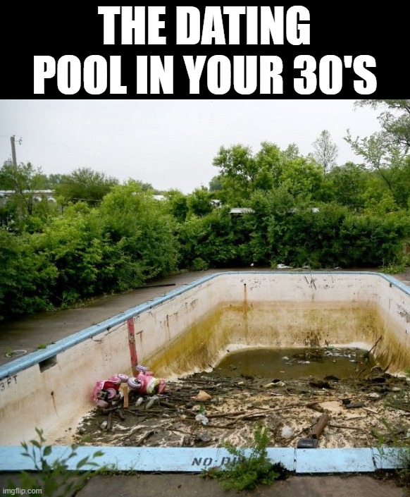 It is tough | THE DATING POOL IN YOUR 30'S | image tagged in dating | made w/ Imgflip meme maker