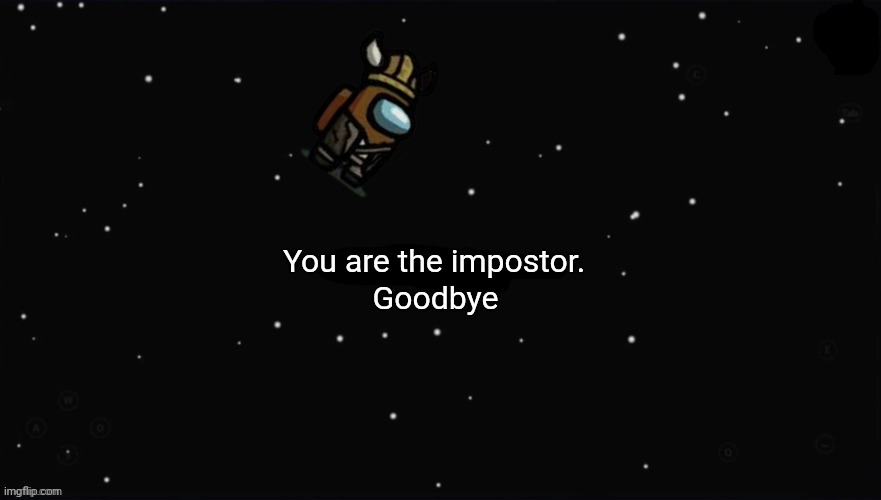 X Was the Impostor | You are the impostor. Goodbye | image tagged in x was the impostor | made w/ Imgflip meme maker