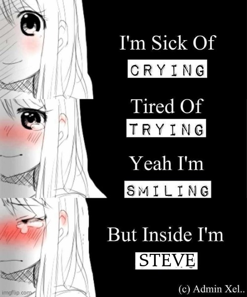 Yeah I'm smiling | STEVE | image tagged in yeah i'm smiling | made w/ Imgflip meme maker