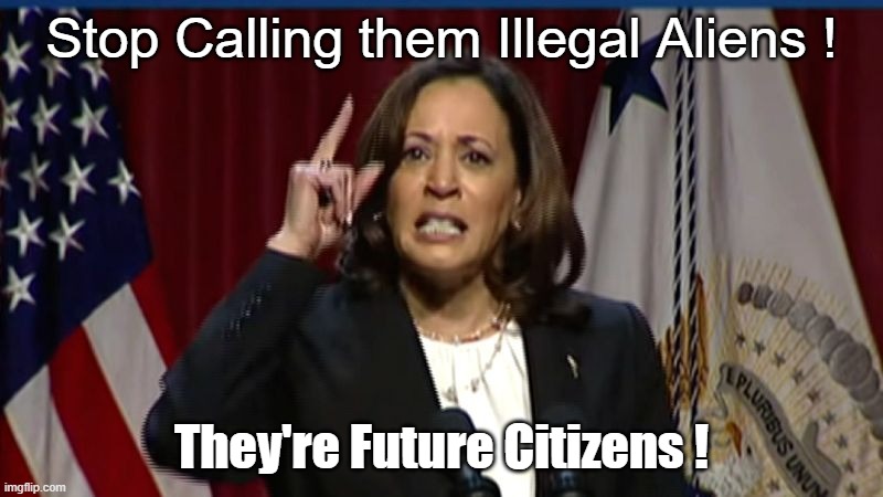 Illegal Aliens or Future Citizens | Stop Calling them Illegal Aliens ! They're Future Citizens ! | image tagged in kamala angry | made w/ Imgflip meme maker