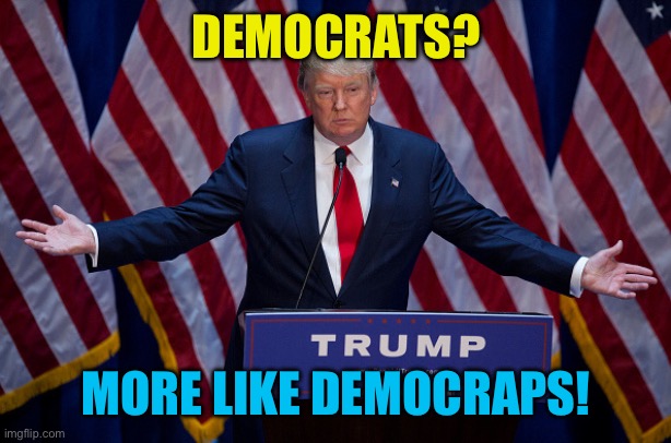 Donald Trump | DEMOCRATS? MORE LIKE DEMOCRAPS! | image tagged in donald trump | made w/ Imgflip meme maker