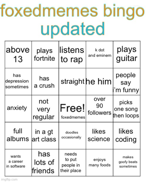 new bingo just dropped | image tagged in foxedmemes bingo | made w/ Imgflip meme maker