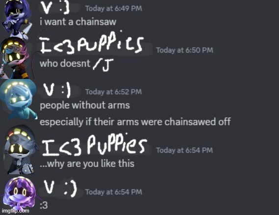 LaLa: everyone just type :3 in the comments we all love chainsawssss | made w/ Imgflip meme maker