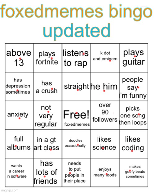 FoxedMemes Bingo! | image tagged in foxedmemes bingo | made w/ Imgflip meme maker