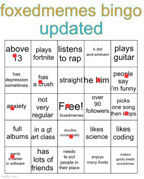 FoxedMemes Bingo! | image tagged in foxedmemes bingo | made w/ Imgflip meme maker