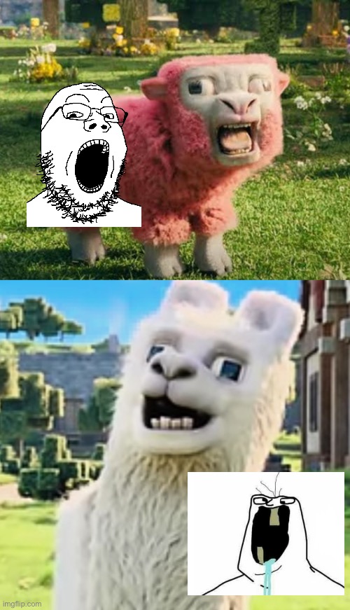image tagged in baa-ing,minecraft movie llama | made w/ Imgflip meme maker