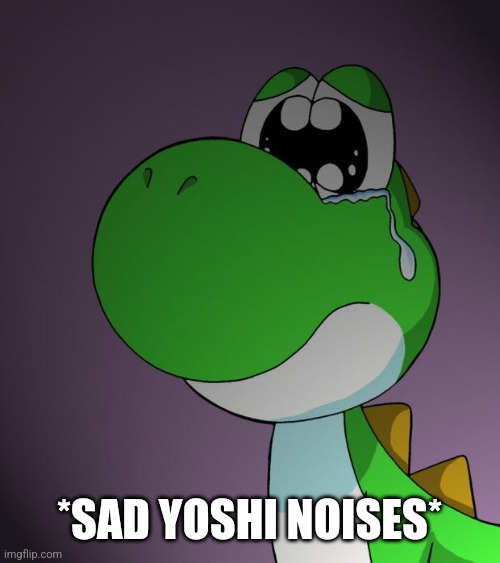 Sad Yoshi | *SAD YOSHI NOISES* | image tagged in sad yoshi | made w/ Imgflip meme maker