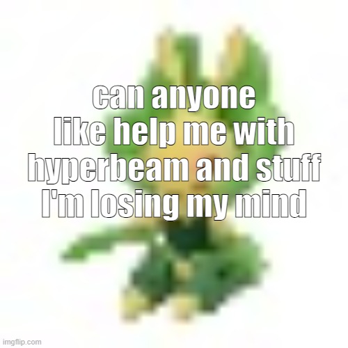 144p Leavanny | can anyone like help me with hyperbeam and stuff I'm losing my mind | image tagged in 144p leavanny | made w/ Imgflip meme maker
