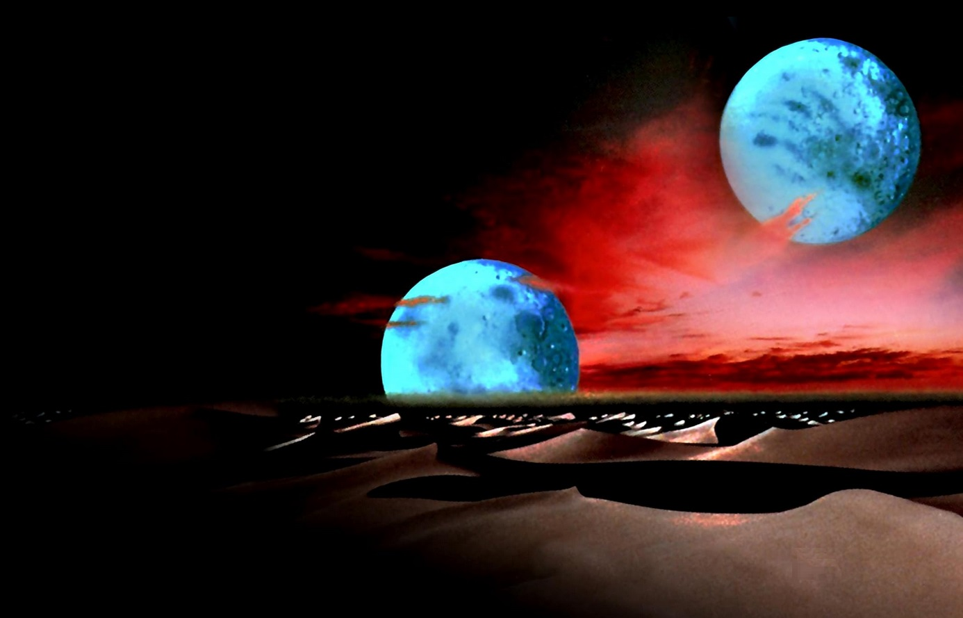 High Quality DUNE WITH MOONS [V2] Blank Meme Template