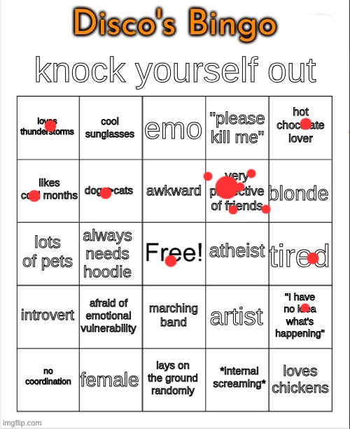 Disco's Bingo | image tagged in disco's bingo | made w/ Imgflip meme maker
