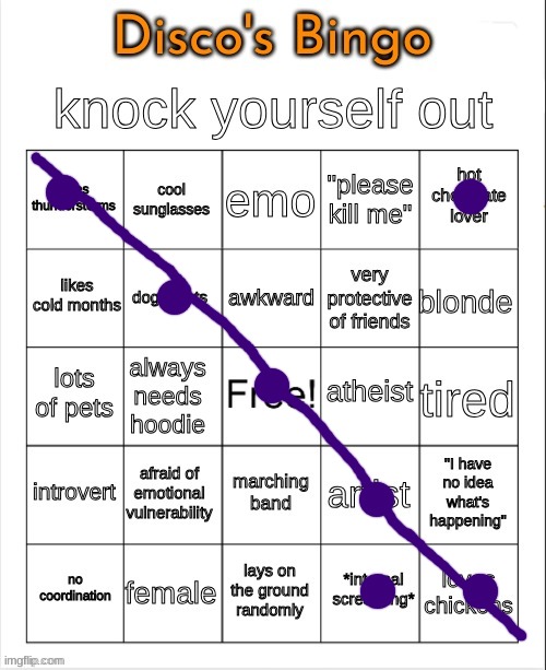 Disco's Bingo | image tagged in disco's bingo | made w/ Imgflip meme maker