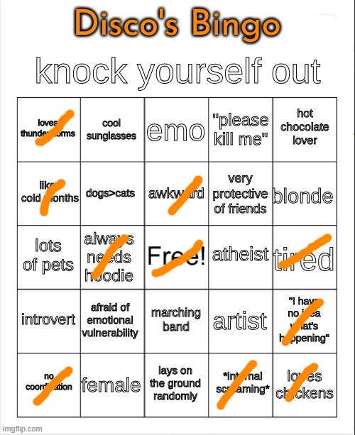 Disco's Bingo | image tagged in disco's bingo | made w/ Imgflip meme maker
