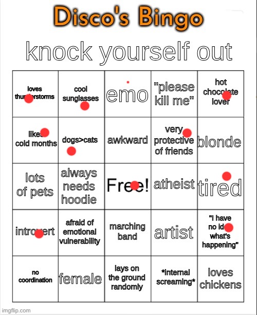 Disco's Bingo | image tagged in disco's bingo | made w/ Imgflip meme maker