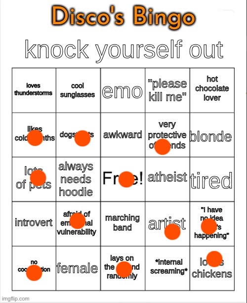 Disco's Bingo | image tagged in disco's bingo | made w/ Imgflip meme maker