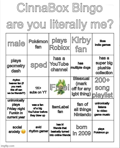 hey you guys should fill out my bingo because yeah | image tagged in cinnabox bingo | made w/ Imgflip meme maker