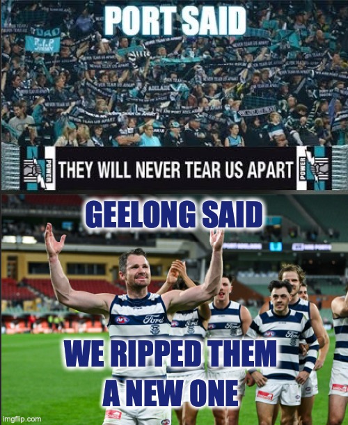 2024 QF Port Adelaide -v- Geelong | GEELONG SAID; WE RIPPED THEM; A NEW ONE | image tagged in geelong cats,afl,finals,port adelaide | made w/ Imgflip meme maker