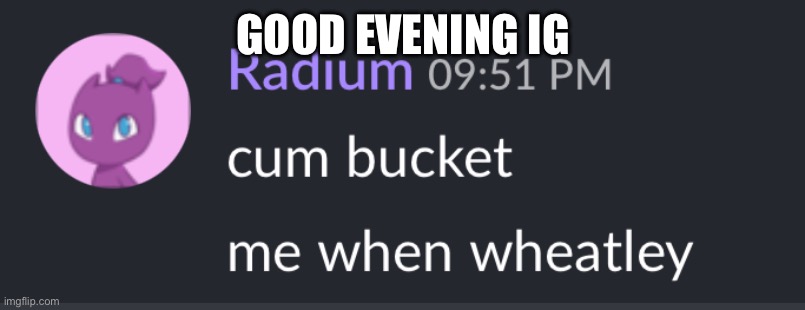 Milk bucket radium | GOOD EVENING IG | image tagged in milk bucket radium | made w/ Imgflip meme maker