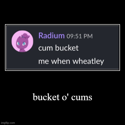 bucket | bucket o' cums | | image tagged in funny,demotivationals,certified bruh moment | made w/ Imgflip demotivational maker