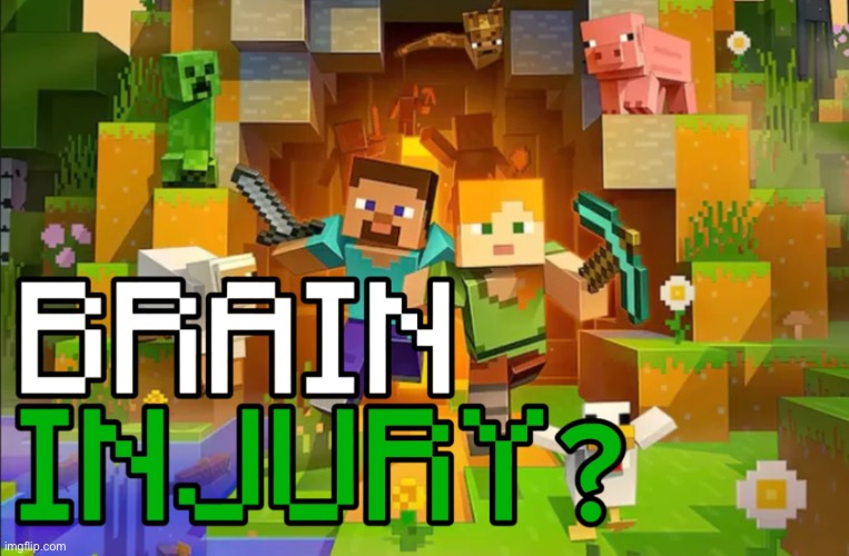 Minecraft Brain Injury? | image tagged in minecraft brain injury | made w/ Imgflip meme maker