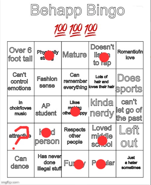 idk if im attractive | image tagged in behapps bingo | made w/ Imgflip meme maker