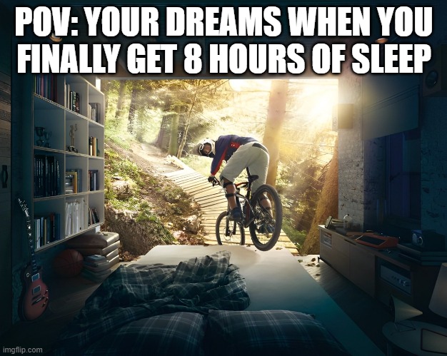 dreams | POV: YOUR DREAMS WHEN YOU FINALLY GET 8 HOURS OF SLEEP | image tagged in dreams,memes,funny,sleep,relatable memes,funny memes | made w/ Imgflip meme maker