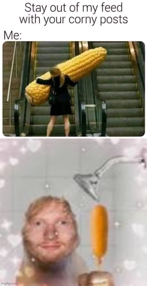 Corny memes | image tagged in ed sheeran holding a corn dog in the shower,corn,corny,memes | made w/ Imgflip meme maker