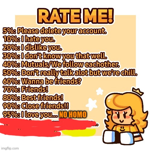 rate me starla.star edition (from twitter) | NO HOMO | image tagged in rate me starla star edition from twitter | made w/ Imgflip meme maker