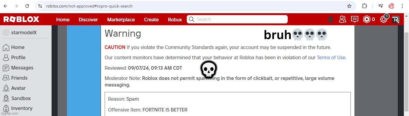 ban | 💀 | image tagged in banned from roblox,ban,roblox,warning | made w/ Imgflip meme maker