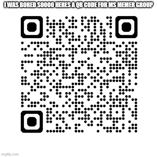 it should work | I WAS BORED SOOOO HERES A QR CODE FOR MS MEMER GROUP | image tagged in memes,yes | made w/ Imgflip meme maker