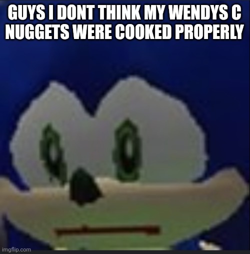 :( | GUYS I DONT THINK MY WENDYS C
NUGGETS WERE COOKED PROPERLY | made w/ Imgflip meme maker