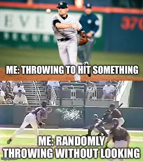 Yips Master | ME: THROWING TO HIT SOMETHING; ME: RANDOMLY THROWING WITHOUT LOOKING | image tagged in baseball,throw,target,accident,bird | made w/ Imgflip meme maker