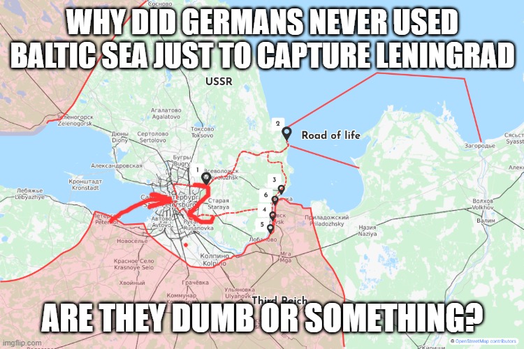 Question. | WHY DID GERMANS NEVER USED BALTIC SEA JUST TO CAPTURE LENINGRAD; ARE THEY DUMB OR SOMETHING? | image tagged in germans x russians,vinny x theyesninja | made w/ Imgflip meme maker