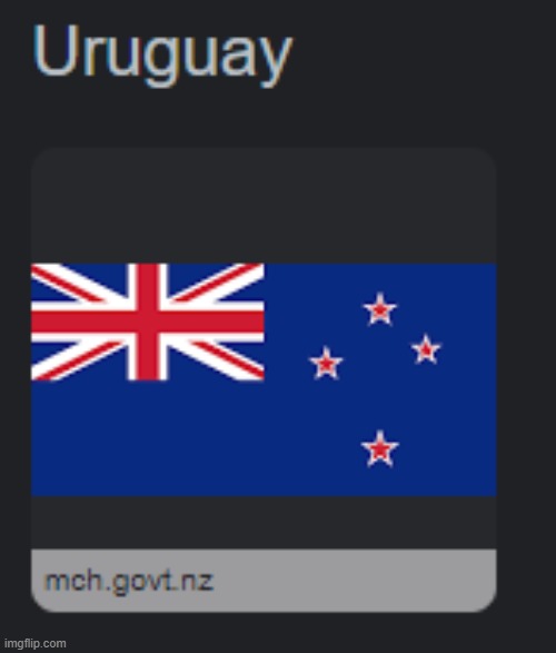 Uruguay with flag of New Zealand iconic. | image tagged in uruguay,new zealand,tag doesn't exists on maps,vinny x theyesninja | made w/ Imgflip meme maker