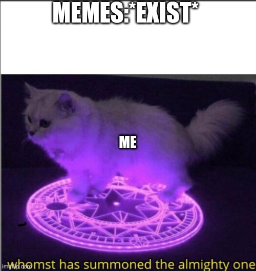 Who has summoned the almighty one | MEMES:*EXIST*; ME | image tagged in who has summoned the almighty one | made w/ Imgflip meme maker