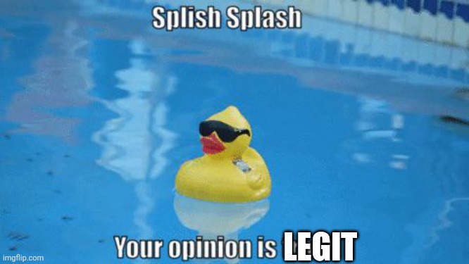 Splish Splash your opinion is trash | LEGIT | image tagged in splish splash your opinion is trash | made w/ Imgflip meme maker