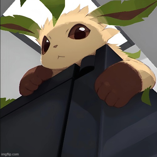 What's he looking at? (Not my art) | image tagged in leafeon,art | made w/ Imgflip meme maker