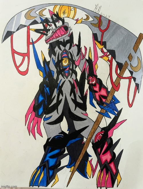 Yumeikage's monster form, she uses this when dealing with paticularly dangerous demons, ghosts, or people. | image tagged in now i said she fuses with the scythe,and she does,but i still gave her another one | made w/ Imgflip meme maker