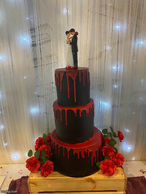 demolition lovers wedding cake is actually crazy | image tagged in mcr,my chemical romance | made w/ Imgflip meme maker