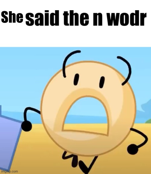 n wodr donut bfdi | She | image tagged in n wodr donut bfdi | made w/ Imgflip meme maker