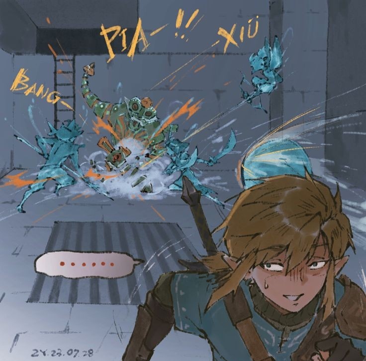 The Sages battle against enemy, while Link run away. Blank Meme Template