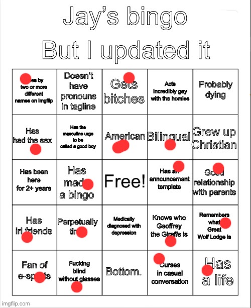 Jay’s bingo | image tagged in jay s bingo | made w/ Imgflip meme maker