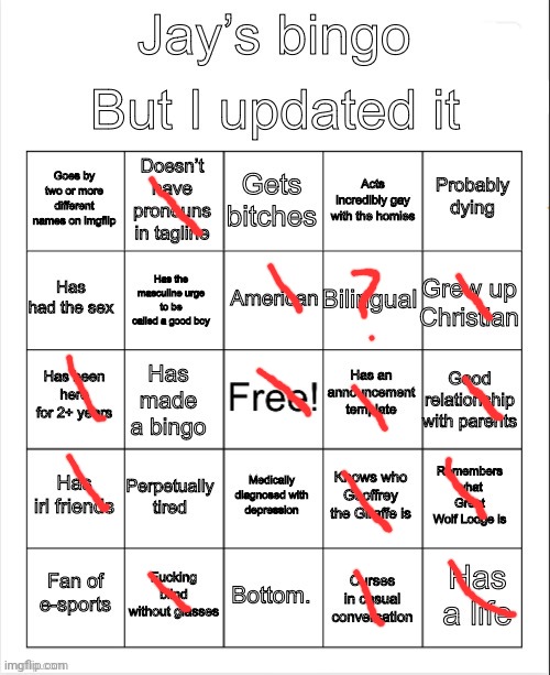 Jay’s bingo | image tagged in jay s bingo | made w/ Imgflip meme maker