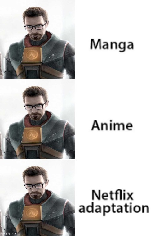 Manga Anime Netflix Adaption | image tagged in manga anime netflix adaption | made w/ Imgflip meme maker