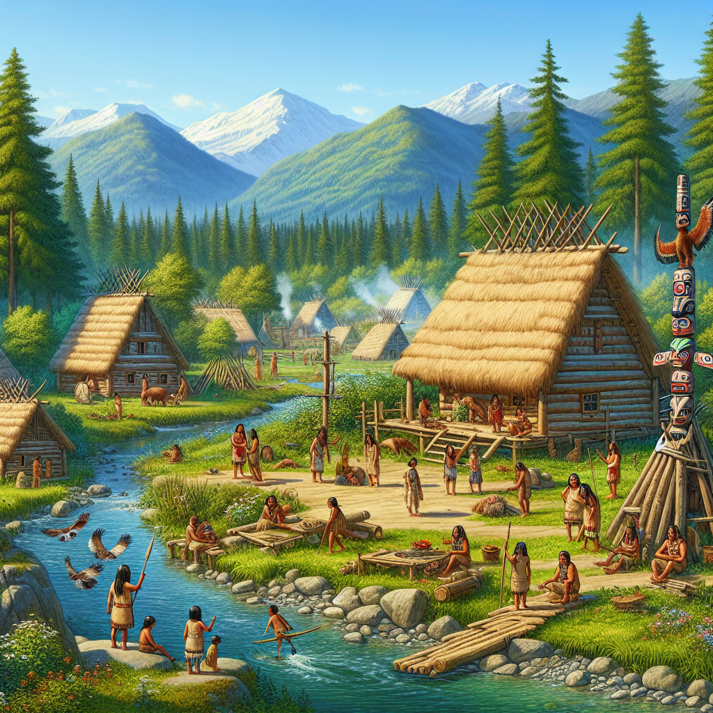 A photo of a thriving pre-contact Native American village. Blank Meme Template