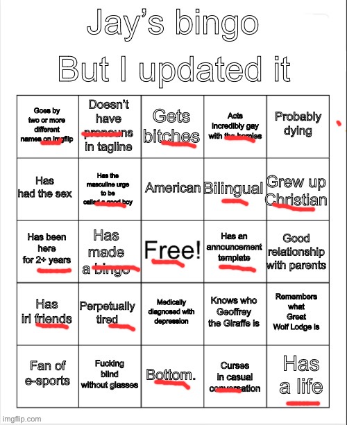 Jay’s bingo | image tagged in jay s bingo | made w/ Imgflip meme maker