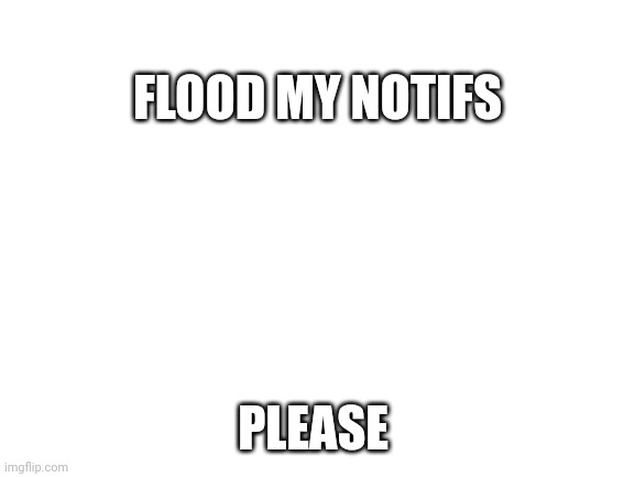 Blank White Template | FLOOD MY NOTIFS; PLEASE | image tagged in blank white template | made w/ Imgflip meme maker