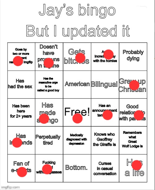 Jay’s bingo | image tagged in jay s bingo | made w/ Imgflip meme maker